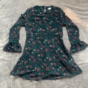 Paisley print long sleeve dress